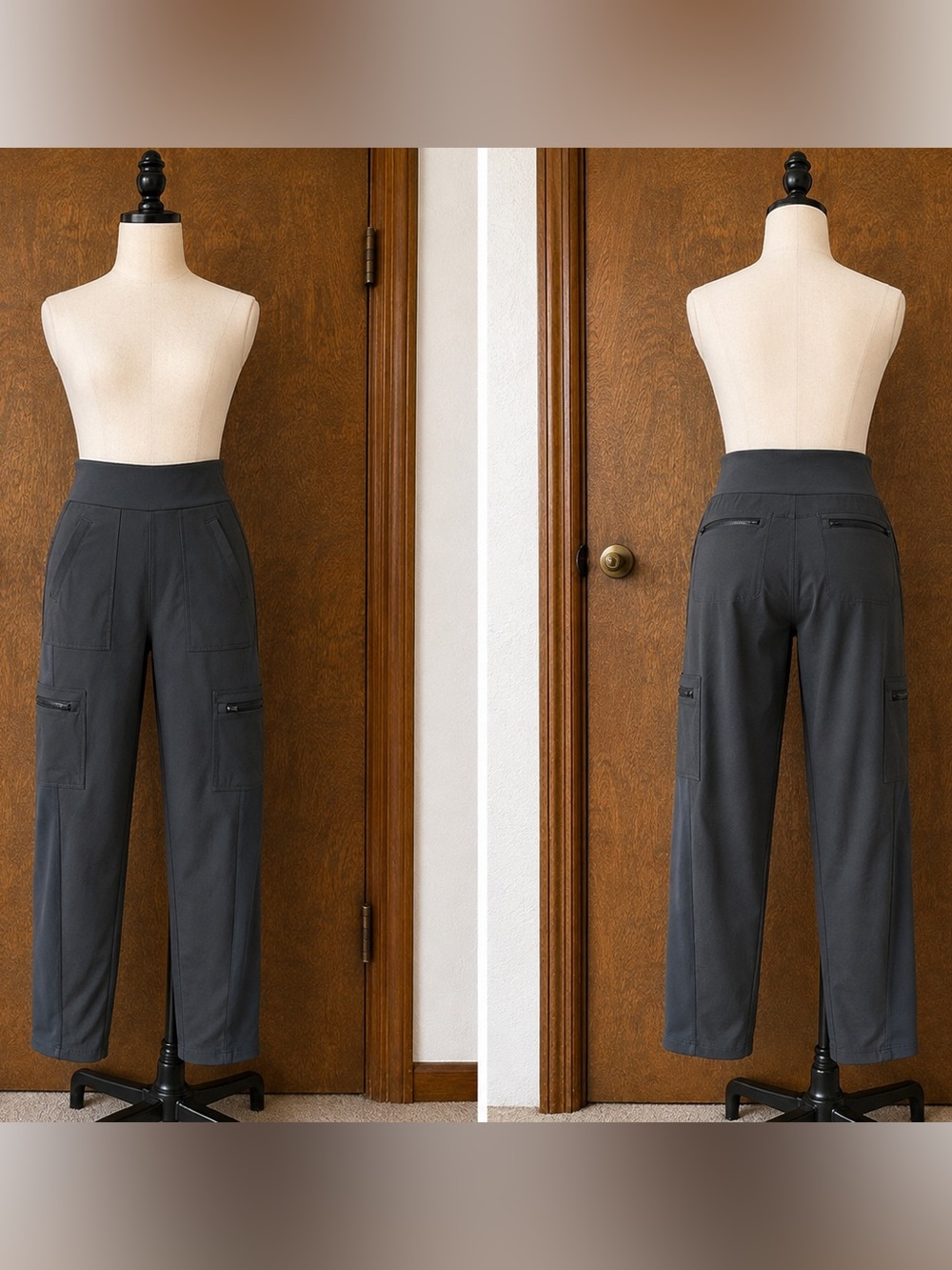 Athleta Size 16 Green High Rise Cargo Pants Utility Travel Stretch straight